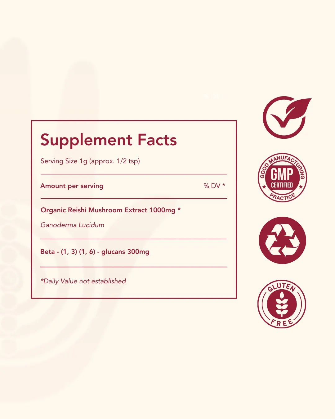 Ancient Extracts Organic Reishi Mushroom Powder 30% Beta Glucan 60g
