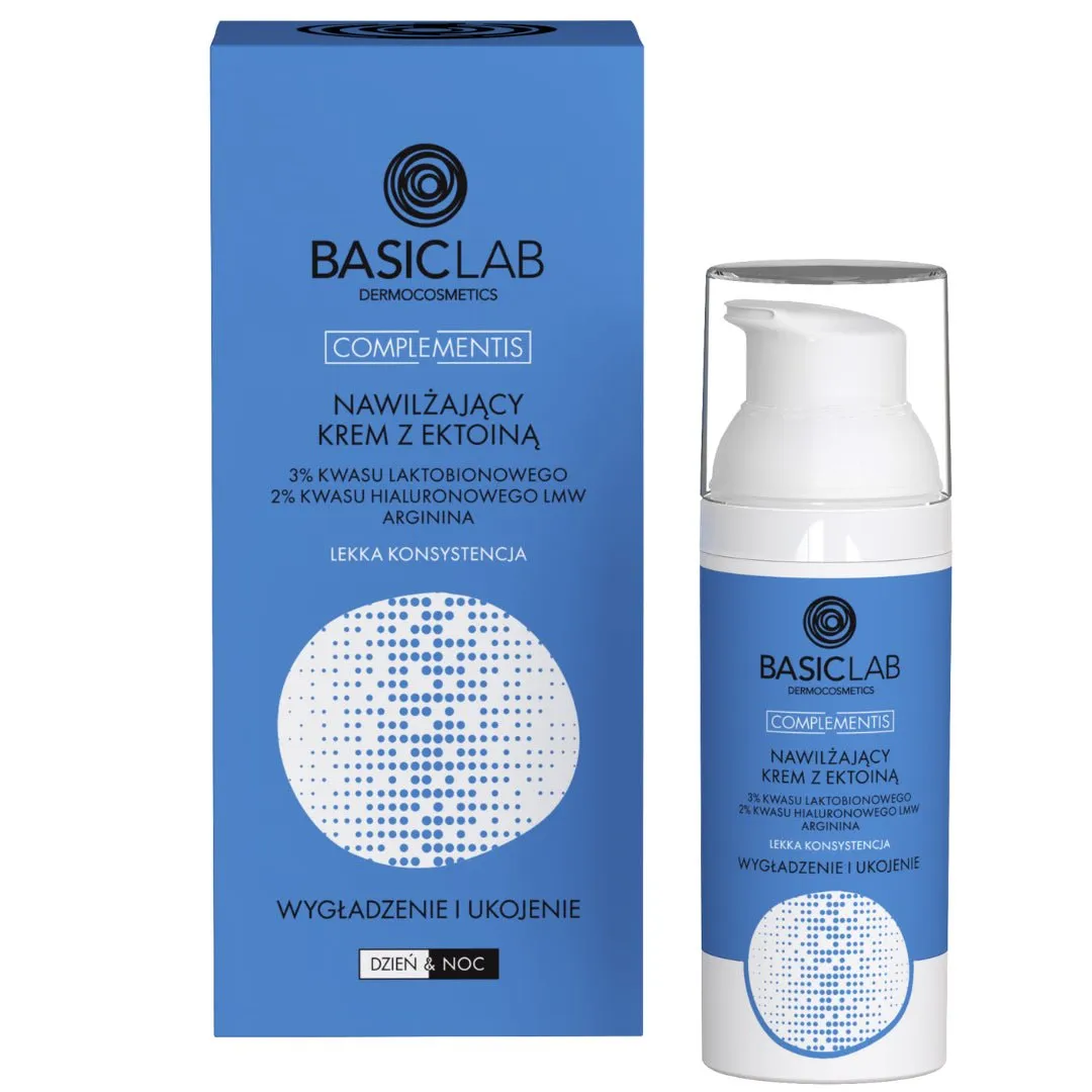 BasicLab Light Moisturizing Cream with Ectoin, 3% Lactobionic Acid, 2% Hyaluronic Acid, Arginine 50ml