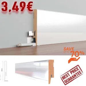 BATTISCOPA in MDF BIANCO LUCIDO SHINY GLOSS Zoccolino 80X15 (prezzo al metro lineare)