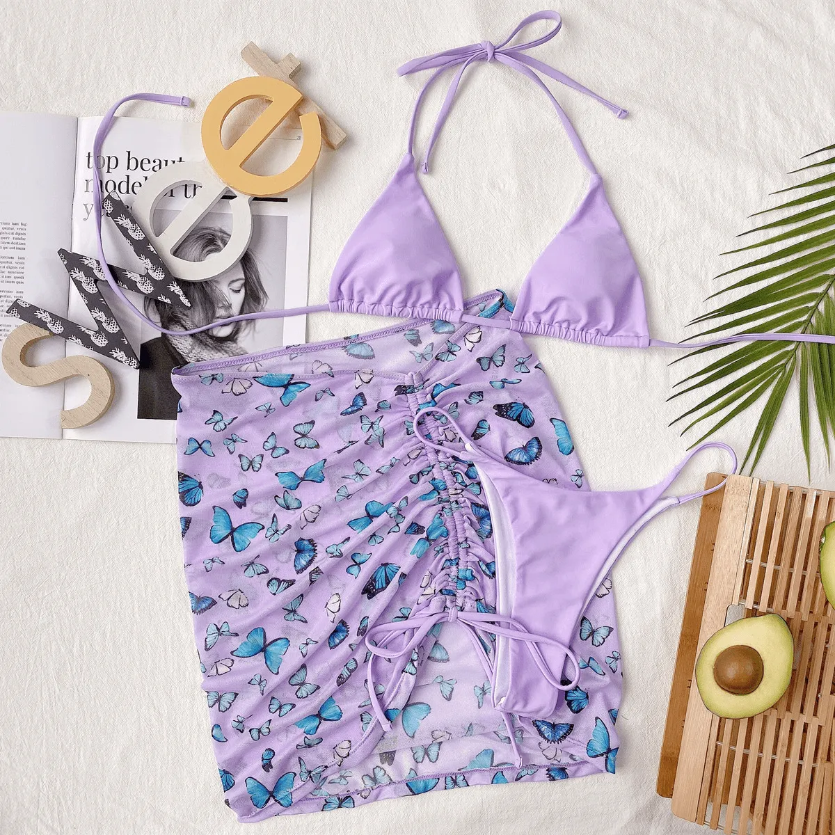 DIY Crystal Letters Halter Bikini Custom Name Bikini Cover Up Skirt Beach Body Jewelry(Custom 1-10 Letters)