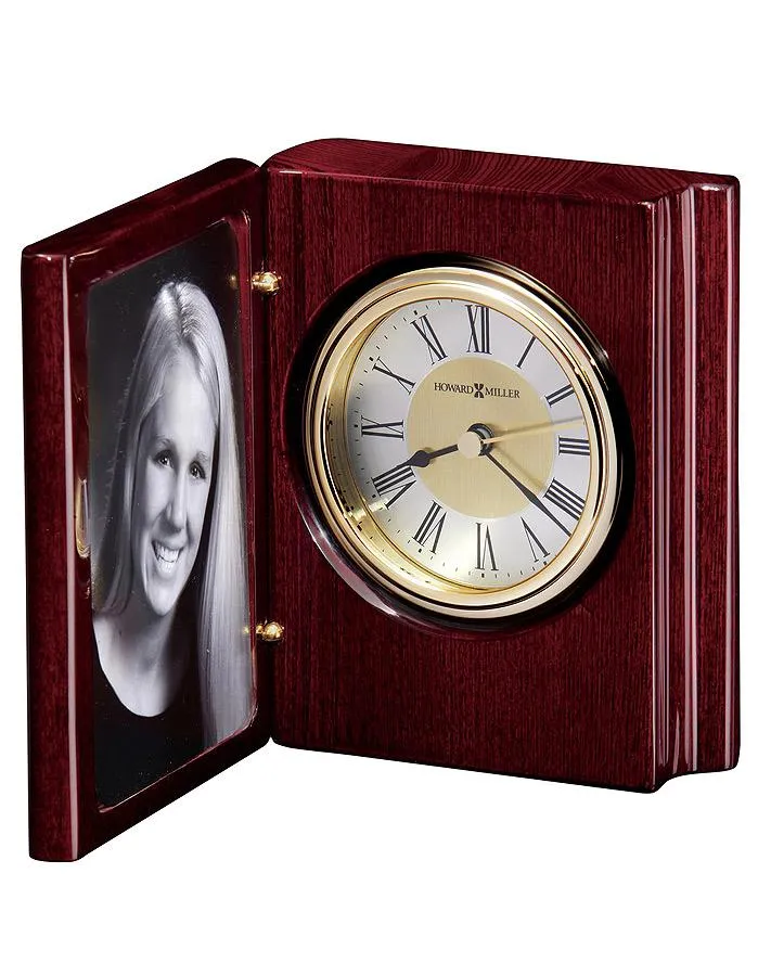 Howard Miller Portrait Book Clock - Rosewood Finish Case - Picture Frame