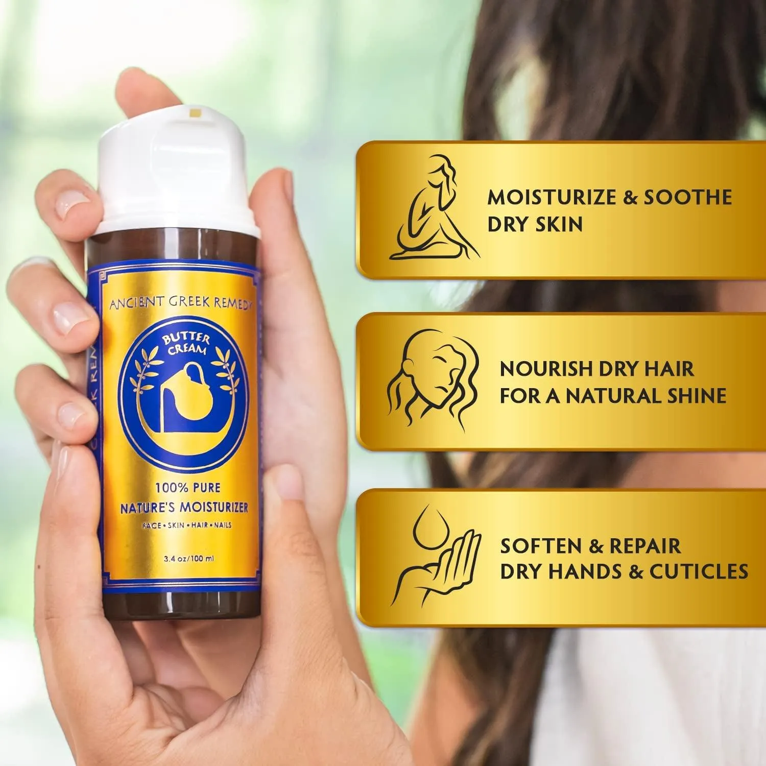 Organic anti Aging Face and Body Butter Cream for Dry Skin, Hair, Hands, Cuticle, Nails. Made of Almond, Olive, Jojoba Vitamin E, Lavender Oil. Day and Night Moisturizer for Women and Men