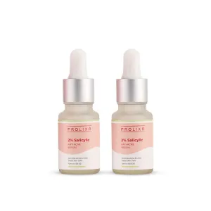 Prolixr 2% Salicylic Anti-Acne Serum - Acne, Blackheads, Open Pores & Marks, Excess Oil | Smoothens Skin | All Skin Types - (10 10 ml) - Travel Friendly - Pack Of 2 Mini Serums