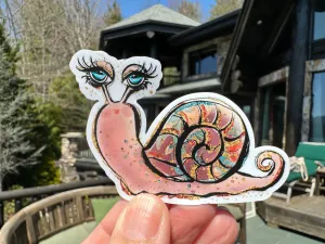Sticker | 11L | Fall Snail | Waterproof Vinyl Sticker | White | Clear | Permanent | Removable | Window Cling | Glitter | Holographic