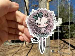 Sticker | 20D3 | Halloween Girl | Waterproof Vinyl Sticker | White | Clear | Permanent | Removable | Window Cling | Glitter | Holographic