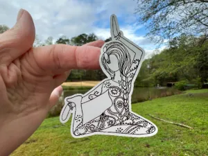 Sticker | 5B | Yoga Girl | Waterproof Vinyl Sticker | White | Clear | Permanent | Removable | Window Cling | Glitter | Holographic
