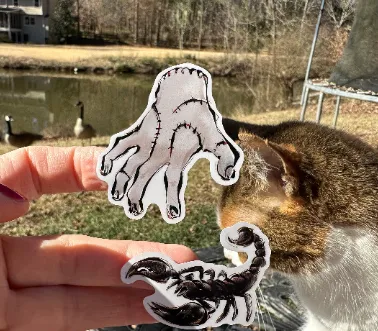 Sticker | 68H | Thing   Scorpion | Waterproof Vinyl Sticker | White | Clear | Permanent | Removable | Window Cling | Glitter | Holographic