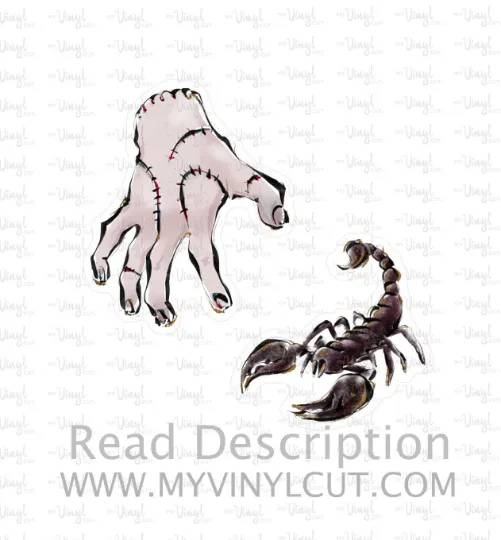 Sticker | 68H | Thing   Scorpion | Waterproof Vinyl Sticker | White | Clear | Permanent | Removable | Window Cling | Glitter | Holographic