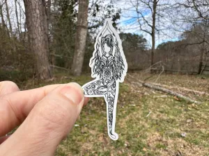 Sticker | 6B | Yoga Girl | Waterproof Vinyl Sticker | White | Clear | Permanent | Removable | Window Cling | Glitter | Holographic