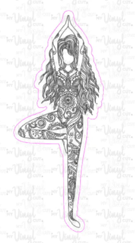 Sticker | 6B | Yoga Girl | Waterproof Vinyl Sticker | White | Clear | Permanent | Removable | Window Cling | Glitter | Holographic