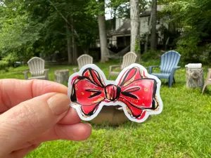 Sticker | Nautical F | Blue and Red Bows | Waterproof Vinyl Sticker | White | Clear | Permanent | Removable | Window Cling | Glitter | Holographic