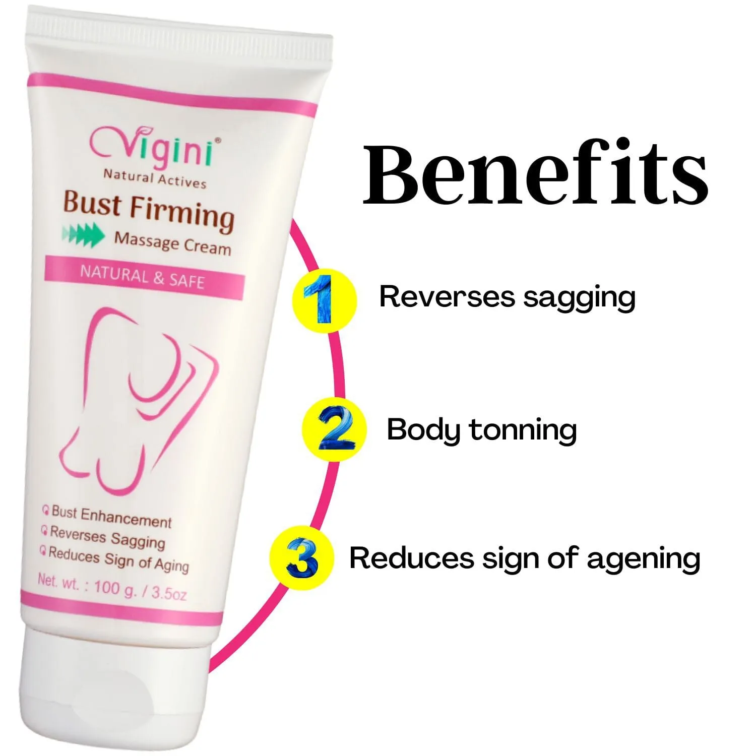 Vigini Breast Enlargement  Enhancement Size Increase Bust Full Growth  36 Firming Tightening Oil Cream For Women Anti-Aging Sagging 100g.