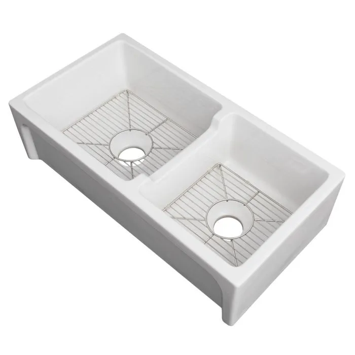 ZLINE Farmhouse Reversible Fireclay Sink in White Gloss (FRC5121-WH-36)