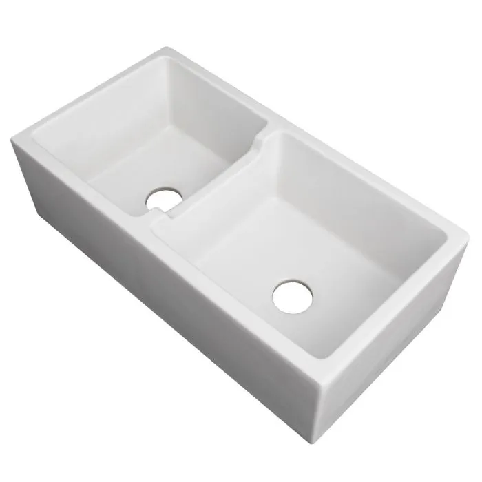ZLINE Farmhouse Reversible Fireclay Sink in White Gloss (FRC5121-WH-36)