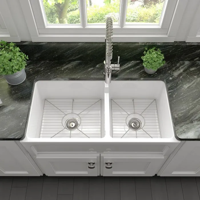 ZLINE Farmhouse Reversible Fireclay Sink in White Gloss (FRC5121-WH-36)