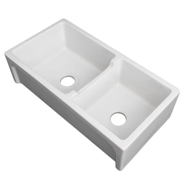 ZLINE Farmhouse Reversible Fireclay Sink in White Gloss (FRC5121-WH-36)