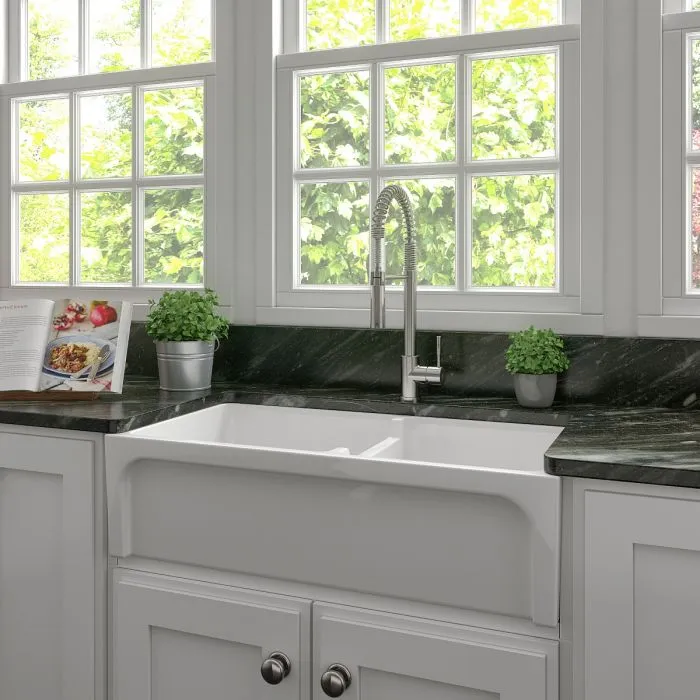 ZLINE Farmhouse Reversible Fireclay Sink in White Gloss (FRC5121-WH-36)