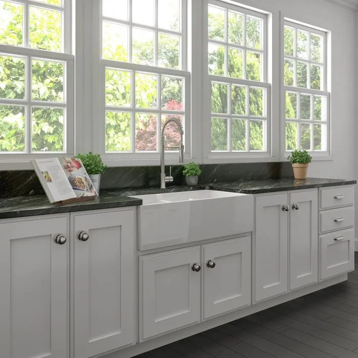 ZLINE Farmhouse Reversible Fireclay Sink in White Gloss (FRC5121-WH-36)