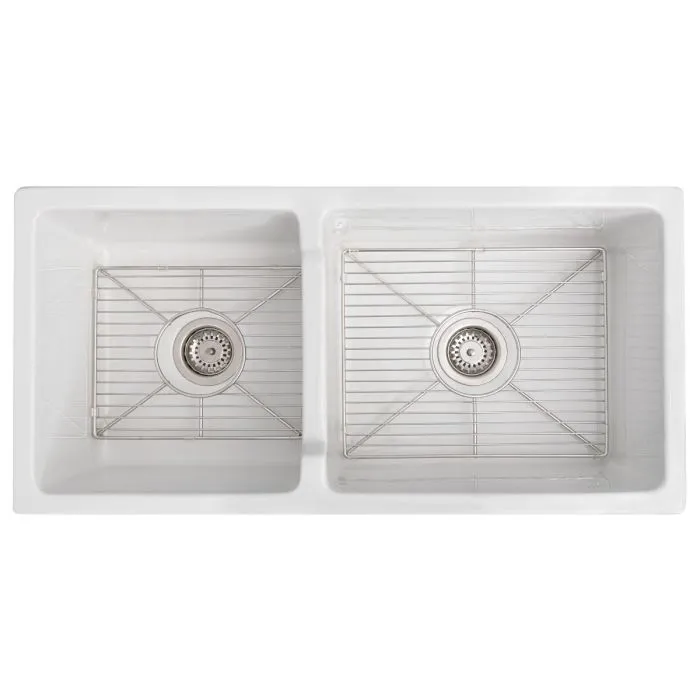 ZLINE Farmhouse Reversible Fireclay Sink in White Gloss (FRC5121-WH-36)
